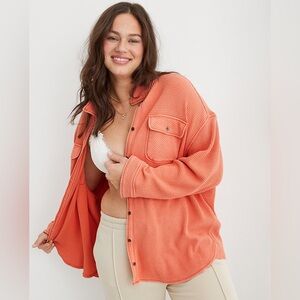 Aerie over-sized waffle knit button down shirt